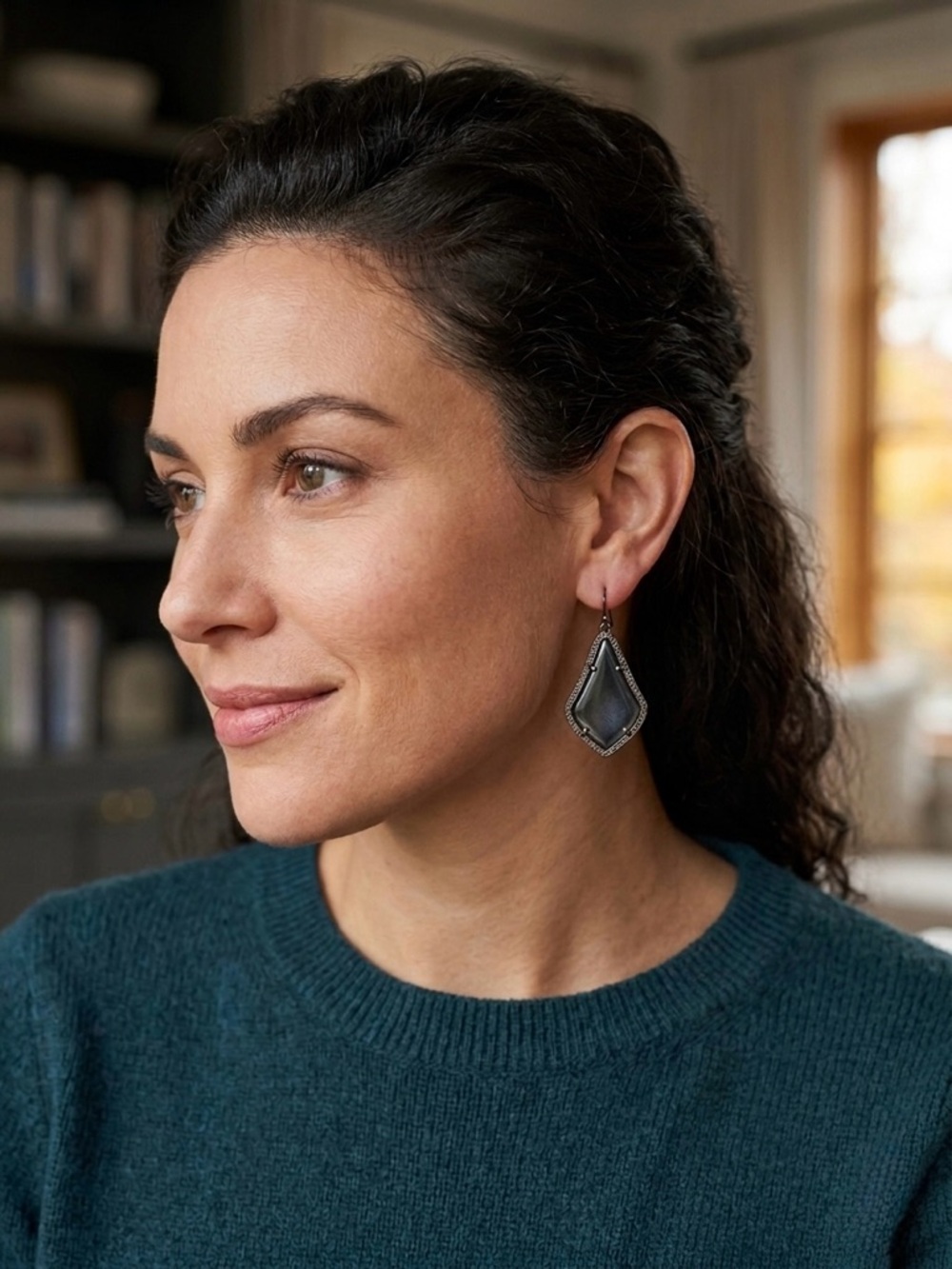 Kendra Scott Tessa Drop Earrings Black Drusy Gunmetal Rare Retired Style
